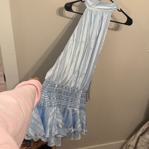 Light Blue Halter Neck Dress